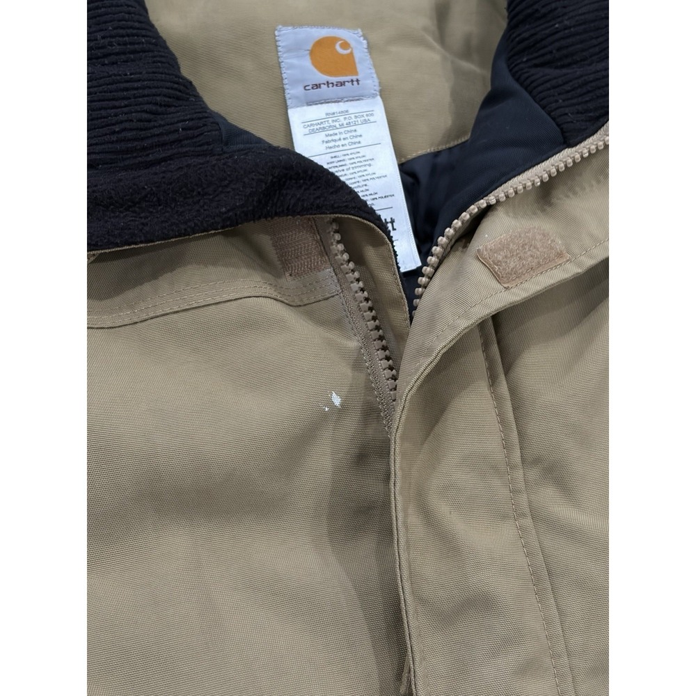 Carhartt V27 DKH Quilted Vest XL Khaki Ribbed Collar Full Zip Canvas Workwear - Picture 9 of 11